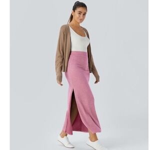 NWT Halara Ribbed High Waisted Hem A Line Maxi Casual Skirt / XS